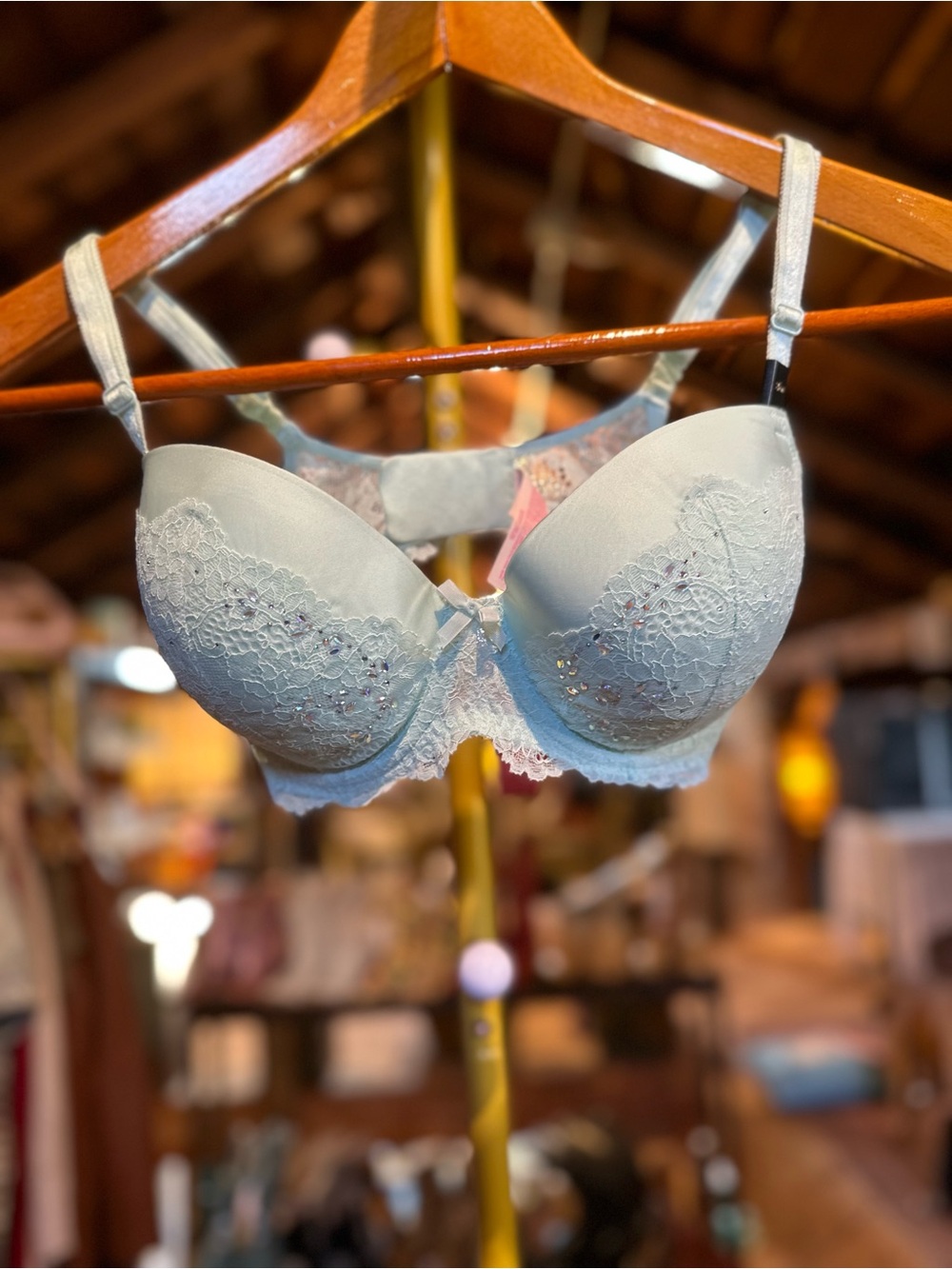 Victoria's Secret Lace-Trim Underwire Bra in Pale Blue